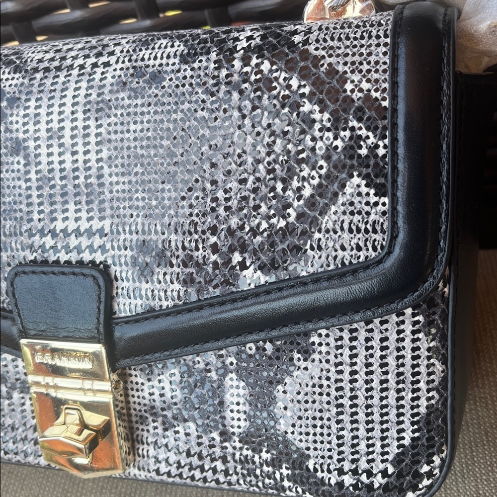 NWT Brahmin ROSA in BLACK SPARK Snake-Embossed Bag - Picture 9 of 14